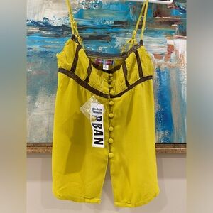 NWT chartreuse baby doll cami green yellow with buttons